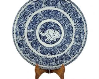 Lot 100-070
Bjorn Wiinblad Nymolle Denmark "Elephant" Blue Porcelain Plate