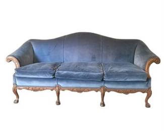 Lot 023
Late 19th C. Chippendale Style Camelback Sofa