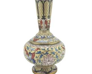 Lot 018
Mid 20th Century Enameled/Brass Chinese Cloisonné Vase