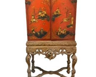 Lot 018-002
Chinoiserie Cabinet, on Gilded Carved Stand, 19th C