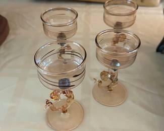 Gorgeous Hand Blown Mermaid Cordisl glasses, set of 8