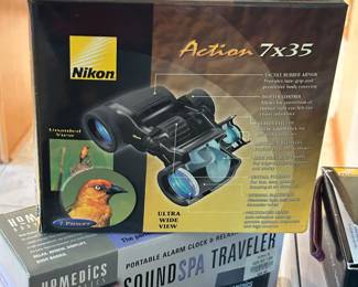 Nikon Binoculars and Homedics SoundSPA Traveler 