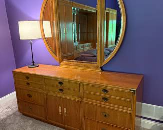 MCM Lexington Campaign Dresser and Tri Fold Mirror