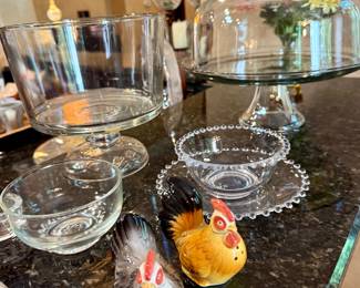 Candlewick Mayo and Dish, Glass Servers