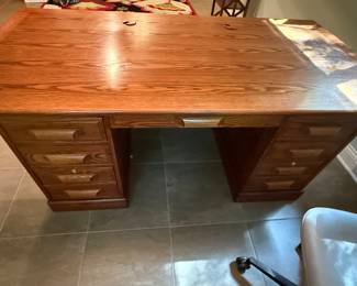 Winners Only Oak Desk with 2 Cord Ports