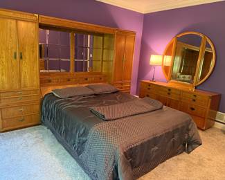 Queen Size Bed, Dresser Surround with Lighted Mirror Inset