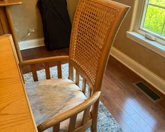 Thomasville Lightwood Table with 6 Cane Chairs