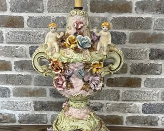Opulent, Vintage Capodimonte Porcelain Lamp
