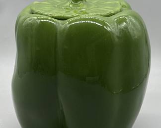 Ceramic Green Pepper Cookie Jar