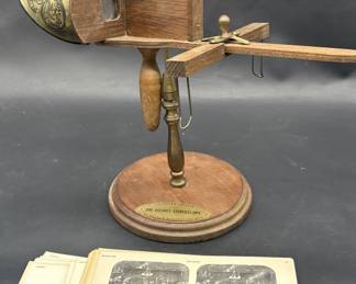 Antique Holmes Stereoscope w/ Stereograms