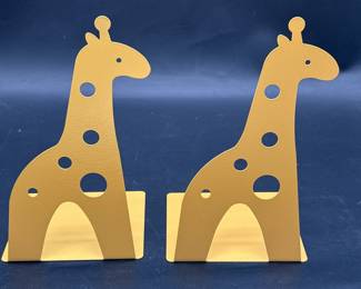 (2) Golden Color Giraffe Bookends