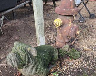 Concrete Bulldog & Iron Fire Hydrant
