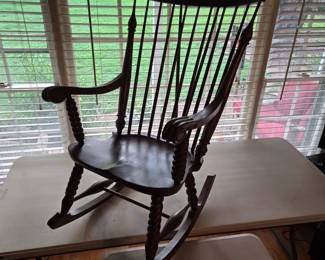 Antique Windsor Rocking Chair with Barley Twist seat & arm supports