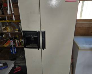 21.6 cu ft Side by Side Refrigerator-Freezer by Hotpoint model CXS22D in workshop