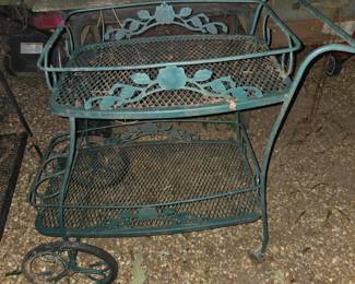 Woodard wrought iron bar cart