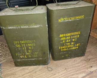 Unopened linked 30 cal. cartridge tins