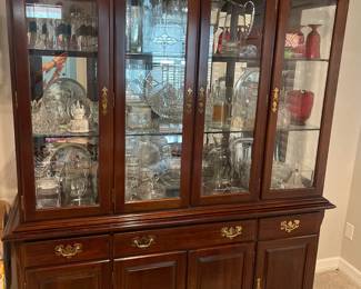 China cabinet 
64 inches wide X 20 inches deep X 80 inches tall w/glass shelves 