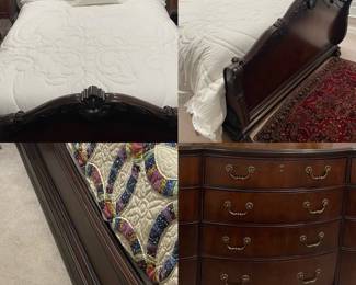Queen size bed 
Dresser 6 ft wide X 19 inches deep X 40 inches tall