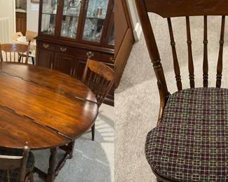 Fold down wooden table W/6 chairs 