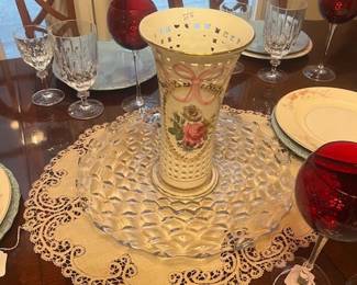 1705.  China Vase, Fostoria Platter
