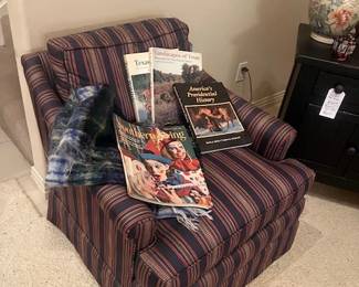 1652.  Stripe Chair, Vintage Magazine & Books of Texas