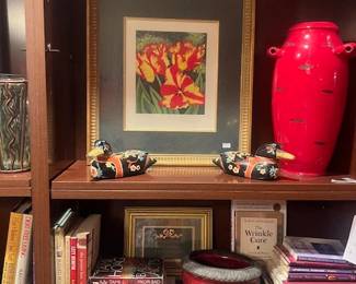 1625. Ducks, Floral, Urn & Books
