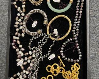 1876. Estate Jewelry:  Jade, Gold Bracelets & David Yurman Bracelet and Pearls