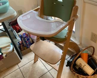 #80 Adjustable Wood High Chair $65.00