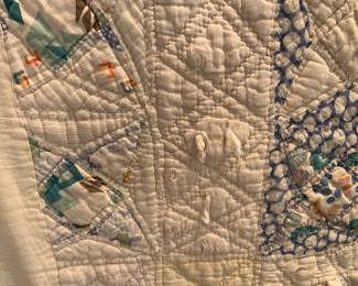 #33 Very Old Hand-Made Quilt w/30's Fabric (as is Tears and stains) - 76x60 $45.00