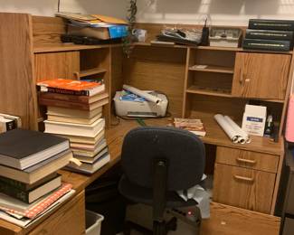 #28 Corner Laminate Desk - You Move Upstairs - 54x54 - w/Hutch $20.00