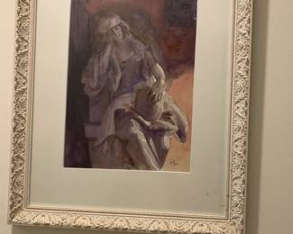 #52 Original Water of Statue - 19x23 - Signed and framed $75.00