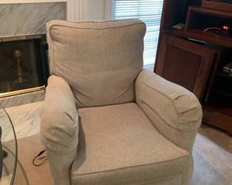 #66 Power Recliner (back only) Farrel Brand Cream w/Nailhead Trim w/ottoman - 19" Seat Width (smaller Frame) $100.00