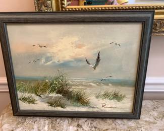 #49 Original Oil Framed Beach Print $75.00