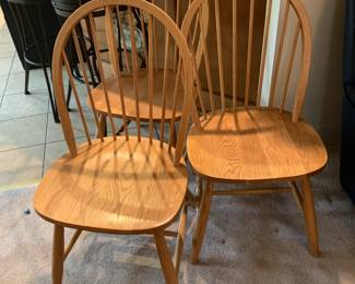 #75 Set of 4 Arch Back Dining Chairs - (2 cracked in Center) $40.00 1chair missing from photo