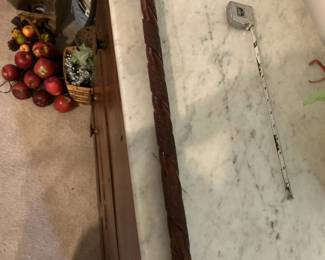 #72 Carved Wood Walking Cane w/amber Glass Handle - 36" Tall $30.00