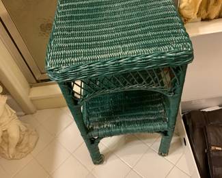 #96 Green Wicker Table - 12 square x 21 $20.00