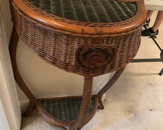 #24 Wicker Half Moon Side Table - 21x10x29 $45.00
