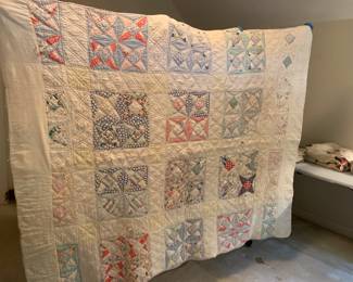 #33 Very Old Hand-Made Quilt w/30's Fabric (as is Tears and stains) - 76x60 $45.00