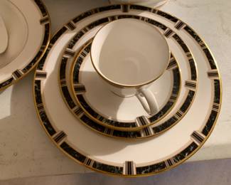 #160 Lenox blue edge China 39 pieces 6 place setting with serving $120.00