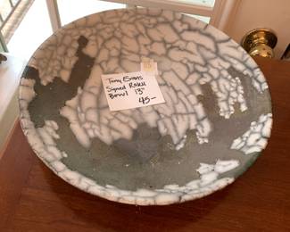 #118 Tony Evans Signed Raku Bowl 13" $45.00