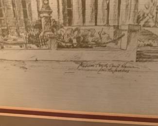 #55 Pen & Ink of Second Version of Madison County Courthouse - Under Glass & Framed - 19x16 $75.00
