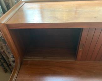 #11 Wood Mid-Century Stool w/sliding Door to Cabinet & 1 Drawer - 62x20x24 (as is finish) $300.00