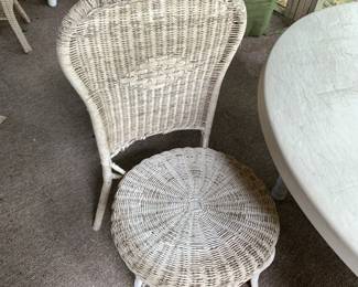 #110 PVC Round Table w/4 Wicker Chairs (chairs as is) - 48 Round x 27T $50.00