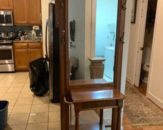 #59 Wood 4 Hanging Coat Rack w/Beveled Mirror - 29x13x81 $125.00