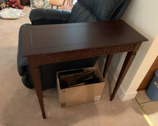 #77 Wood Sofa Table w/carving on Side - 30x12x30 $30.00