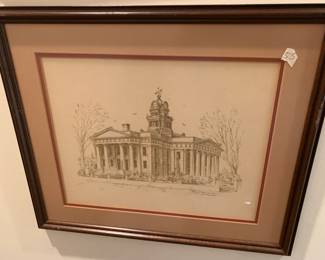 #55 Pen & Ink of Second Version of Madison County Courthouse - Under Glass & Framed - 19x16 $75.00