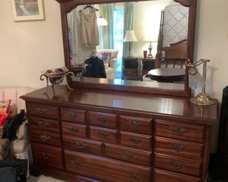 #82 American Drew Dresser w/9 drawers and Mirror - 66x20x32 Mirror - 50x41 $225.00