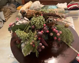 #95 Floral Arrangement w/Birds in Pewter Bowl $30.00