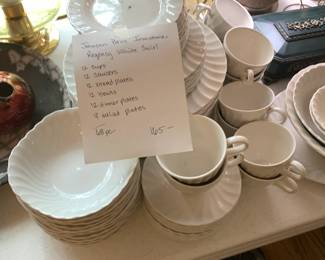 #44 Johnson Bros. Regency White Swirl - 68 pieces $165.00