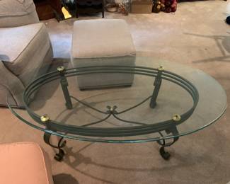 #65 Glass TopOval Metal Base Coffee Table - 27x49x17 $60.00